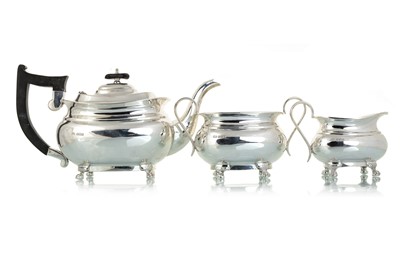 Lot 1046 - GEORGE V SILVER THREE PIECE TEA SERVICE