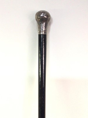 Lot 327 - SILVER TOPPED EBONISED WALKING CANE