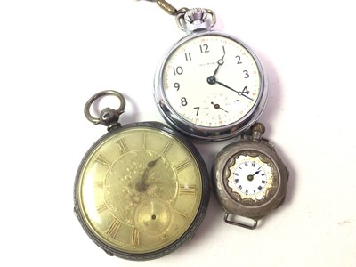 Lot 399 - SILVER CASED OPEN FACE POCKET WATCH