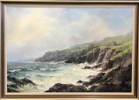 Lot 141 - * ALFRED ALLAN (b 1943), CLIFFTOP COTTAGE oil...