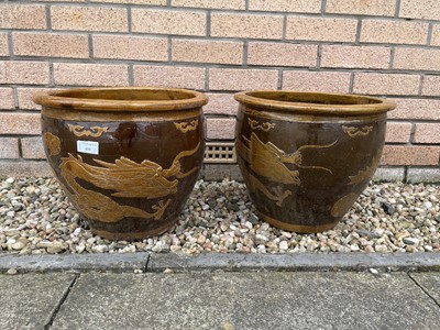 Lot 459 - PAIR OF STONEWARE PLANTERS