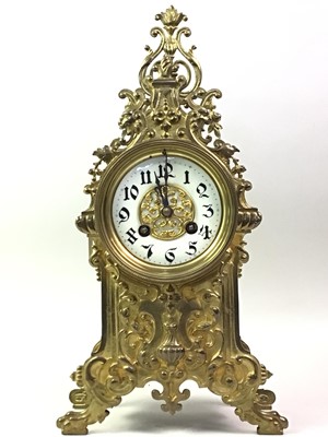 Lot 338 - CONTINENTAL BRASS MANTEL CLOCK