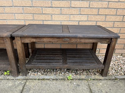 Lot 478 - PAIR OF HARDWOOD PATIO TABLES