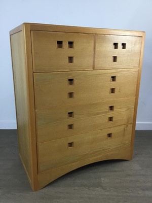 Lot 347 - CONTEMPORARY LIGHT OAK BEDROOM SUITE, IN THE STYLE OF RENNIE MACKINTOSH