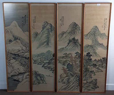 Lot 407 - SET OF FOUR CHINESE WATERCOLOUR PANELS