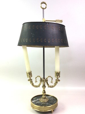 Lot 215 - BRASS TWO LIGHT CANDELABRUM