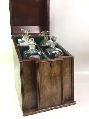 Lot 411 - LATE GEORGE III MAHOGANY DECANTER BOX