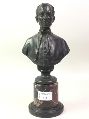 Lot 416 - VICTORIAN BRONZED BUST OF POPE LEONE XIII