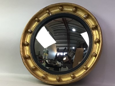 Lot 305 - REGENCY STYLE GILTWOOD CONVEX WALL MIRROR