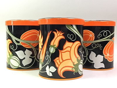 Lot 325 - RETRO SET OF THREE LIDDED STORAGE TINS