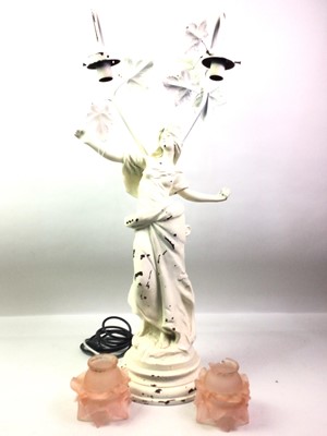 Lot 373 - PAINTED WHITE FIGURAL TABLE LAMP