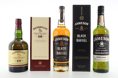 Lot 170 - REDBREAST 12 YEAR OLD, JAMESON BLACK BARREL AND CASKMATES STOUT EDITION