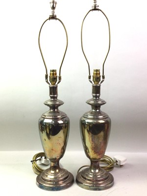 Lot 381 - PAIR OF WHITE METAL TABLE LAMPS