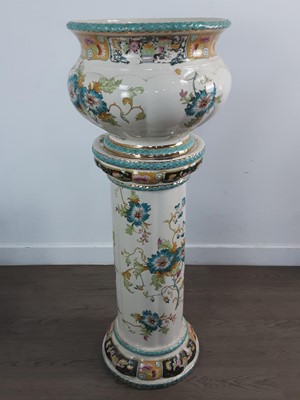 Lot 553 - EDWARDIAN STONEWARE JARDINIERE ON STAND