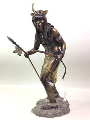 Lot 567 - LEONARDO COLLECTION BRONZED RESIN FIGURE OF A NATIVE AMERICAN