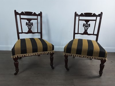 Lot 546 - PAIR OF VICTORIAN WALNUT PARLOUR CHAIRS