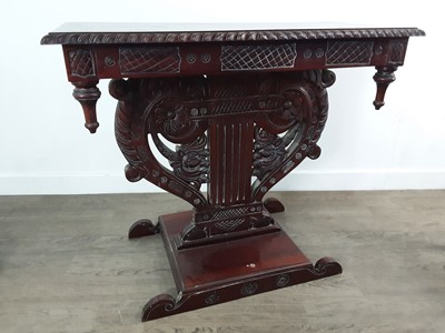 Lot 589 - 20TH CENTURY ORNATE STAINED WOOD HALL TABLE