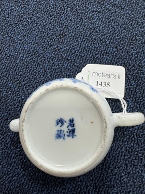 Lot 1435 - CHINESE BLUE AND WHITE TEAPOT