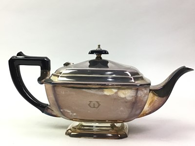 Lot 627 - SILVER PLATED THREE PIECE TEA SERVICE