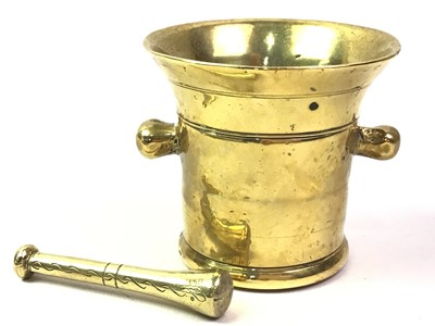 Lot 667 - SMALL BRONZE MORTAR AND PESTLE