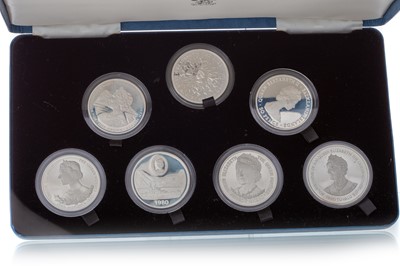 Lot 117 - QUEEN MOTHER EIGHTIETH BIRTHDAY SILVER PROOF COMMEMORATIVE CROWN SET