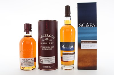 Lot 338 - ABERLOUR 12 YEAR OLD 75CL AND SCAPA GLANSA 75CL