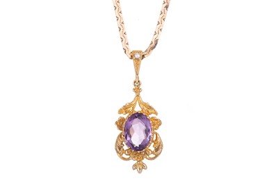 Lot 420 - AMETHYST PENDANT