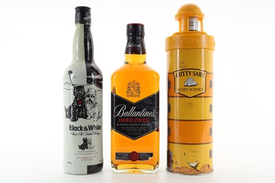 Lot 451 - CUTTY SARK LIGHTHOUSE, BLACK & WHITE AND BALLANTINE'S HARD FIRED