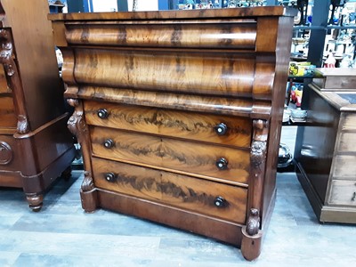 Lot 701 - VICTORIAN MAHOGANY OGEE CHEST