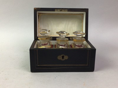 Lot 764 - EBONISED  THREE DIVISION PERFUME BOX