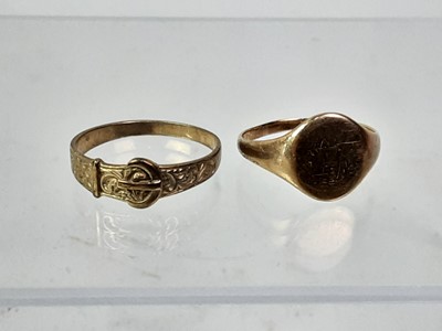 Lot 791 - TWO GOLD RING AND A LOCKET