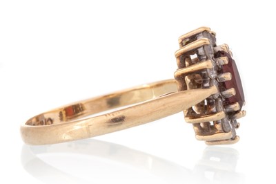 Lot 425 - GARNET AND CUBIC ZIRCONIA CLUSTER RING