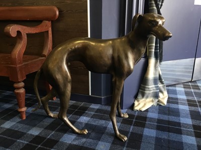 Lot 1476 - PAIR OF BRONZE LIFE SIZE MODEL GREYHOUNDS