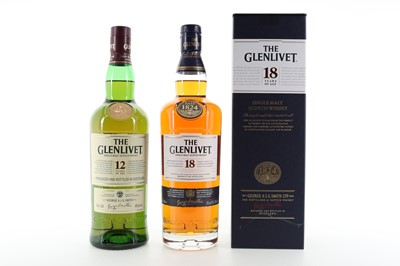 Lot 38 - GLENLIVET 18 YEAR OLD AND 12 YEAR OLD 75CL