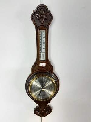 Lot 143 - VICTORIAN OAK BAROMETER