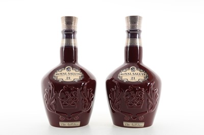Lot 44 - 2 CHIVAS ROYAL SALUTE 21 YEAR OLD RUBY DECANTERS