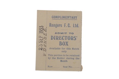 Lot 1782 - RANGERS F.C. VS. DUNDEE F.C., DIRECTORS' BOX TICKET