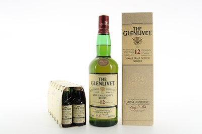 Lot 373 - GLENLIVET 12 YEAR OLD 75CL AND 12 MATCHING MINIATURES