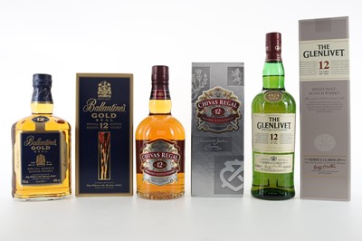 Lot 114 - GLENLIVET 12 YEAR OLD, BALLANTINE'S 12 YEAR OLD GOLD SEAL AND CHIVAS REGAL 12 YEAR OLD