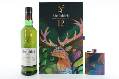 Lot 133 - GLENFIDDICH 12 YEAR OLD LIMITED EDITION DESIGN WITH HIP FLASK