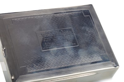 Lot 1801 - RANGERS F.C. VS. ARSENAL F.C., SILVER PRESENTATION CIGARETTE CASKET