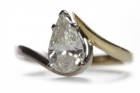 Lot 2 - DIAMOND SOLITAIRE RING the five claw set pear...