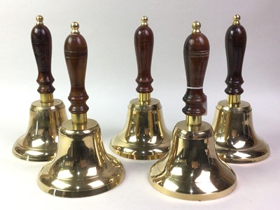 Lot 117 - FIVE BRASS HANDBELLS