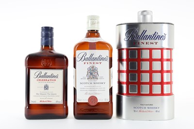 Lot 846 - BALLANTINE'S CELEBRATION AND FINEST IN HIP FLASK TIN