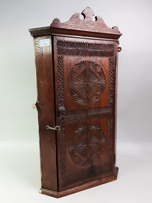 Lot 226 - OAK WALL HANGING CORNER CABINET