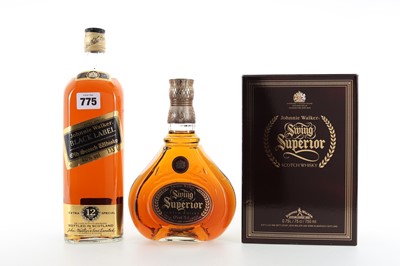 Lot 62 - JOHNNIE WALKER SWING SUPERIOR 75CL AND 12 YEAR OLD BLACK LABEL 1.13L