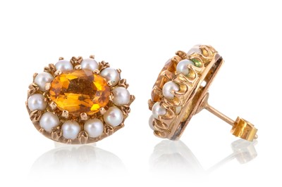 Lot 443 - PAIR OF CITRINE AND PEARL EARRINGS