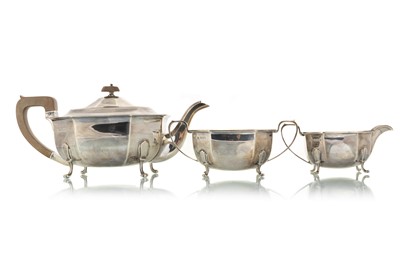 Lot 1068 - GEORGE VI SILVER THREE PIECE TEA SERVICE