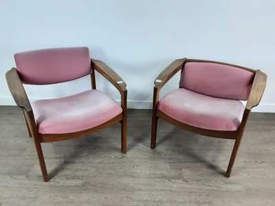 Lot 276 - PAIR OF MID CENTURY TEAK ELBOW CHAIRS