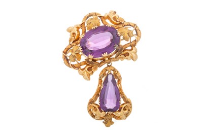 Lot 467 - VICTORIAN AMETHYST BROOCH